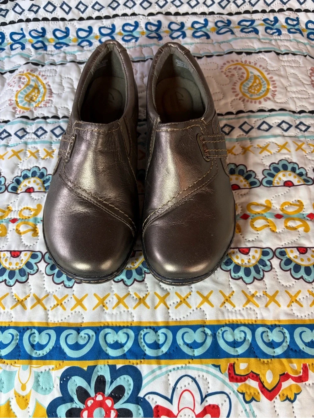Clarks Women's Metallic Pewter Slip-On Loafers